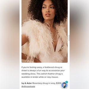 anthropology BHLDN Ivy & Aster ostrich feather shrug in ivory